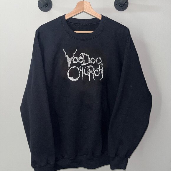 Black White Voodoo Church Deathrock Band Hardcore Crewneck Sweatshirt - Picture 1 of 2